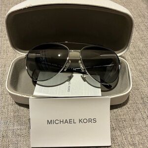 Michael Kors Silver and Black Aviator Sunglasses